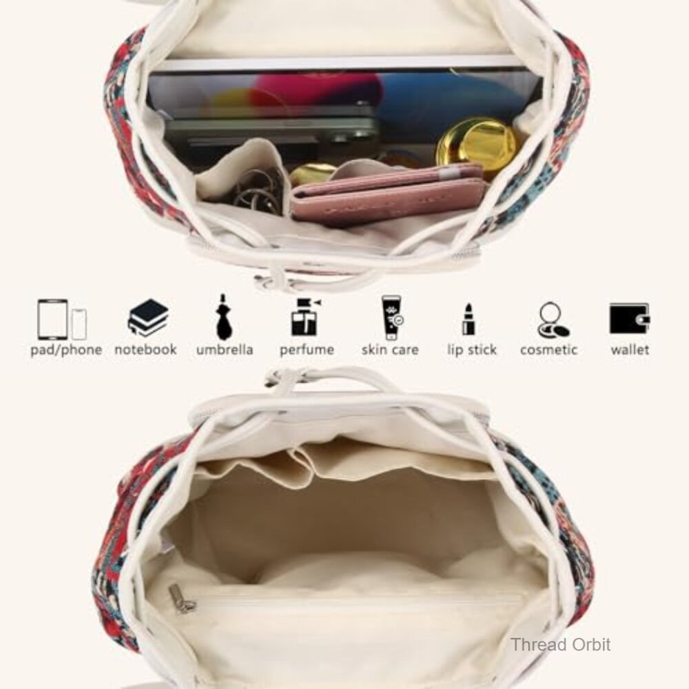 Lightweight Canvas Backpack Purse with Adjustable Straps, Small Daypack - Picture 3 of 7
